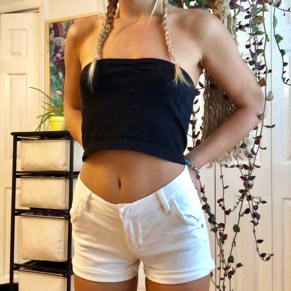 Mid rise white shorts